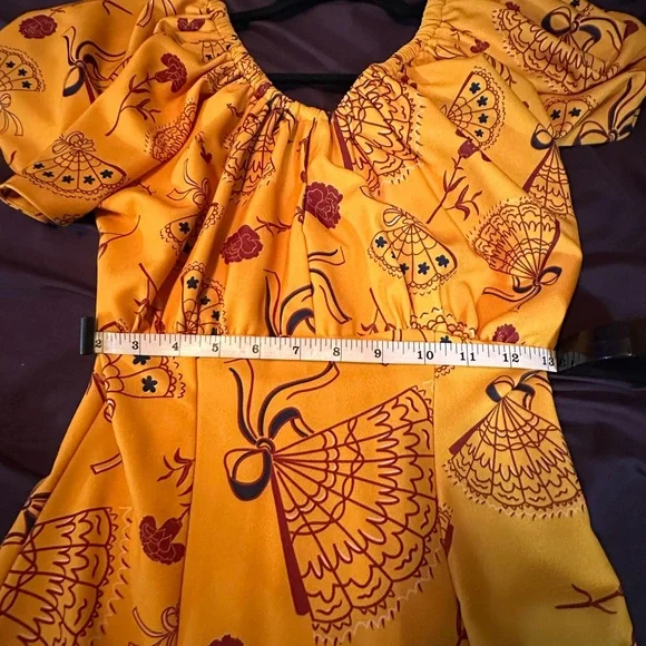 Pinup Girl Clothing Spanish Fans butterfly dress Size Small - Picture 2 of 3
